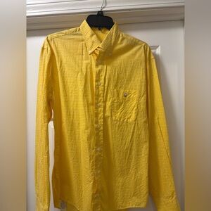 Men's Yellow Button-Down Poplin Shirt with Chest Pocket